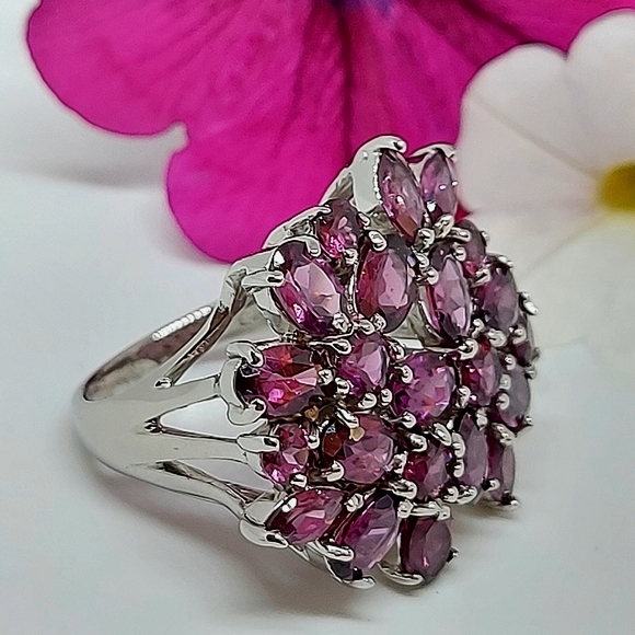 Natural‎ Oval Pink Rhodolite Garnet 6x4mm 925 Sterling Silver Ring Size 7.25 - Picture 5 of 16